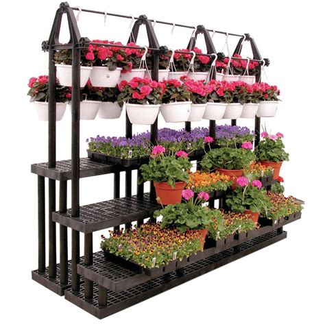 Black Tiered Flower Stand With Plant Hanger
