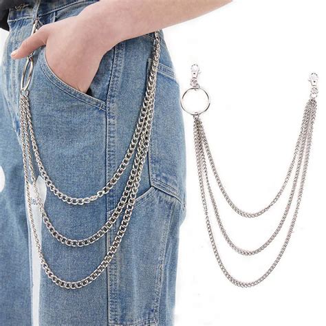 Bla Three Layer Pant Chain Waist Belt Rock Jeans Keychain Waist Wallet