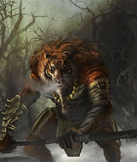 Tiger Warrior By David Lecossu Fantasy Monster Fantasy Creatures