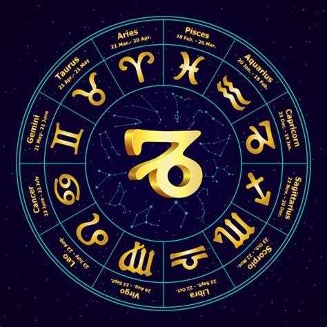 Premium Vector Gold Sign Of Zodiac Capricorn In Circle