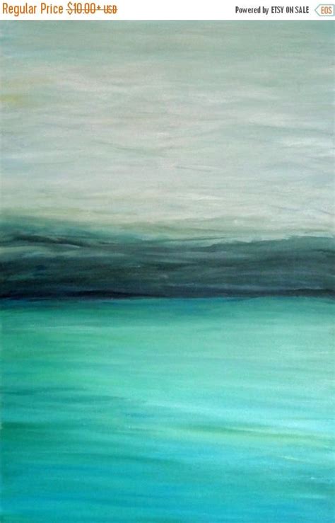 Abstract Modern Turquoise Teal Blue Green Gray Black Ocean Seascape