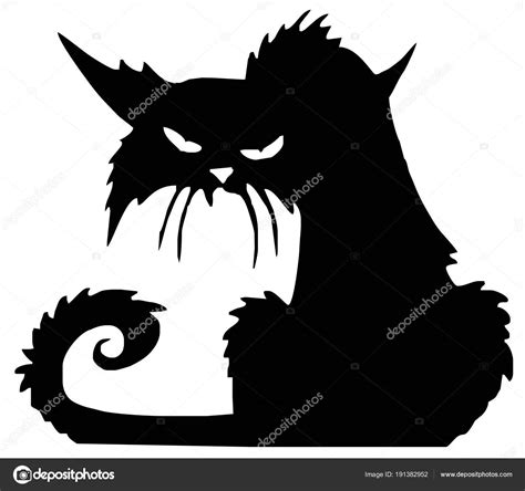 Silueta Gato Negro Con Aspecto Malvado Vector Gráfico Vectorial