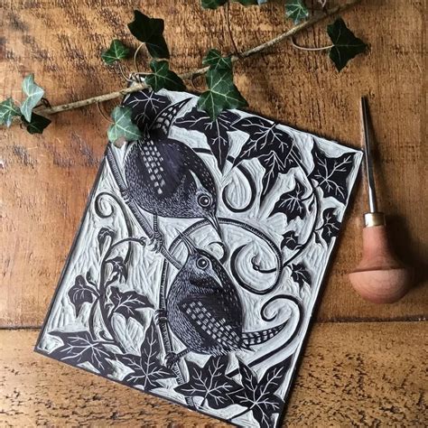 Wren Lino Print Wren Linocut Wren Ts Bird Lino Prints Etsy Uk