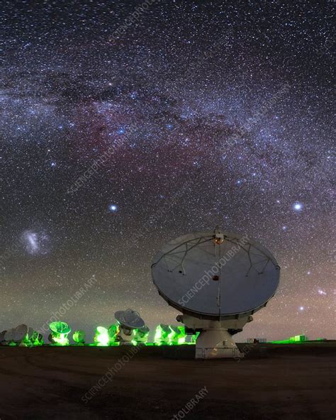 milky way over alma telescopes chile stock image c030 8505 science photo library