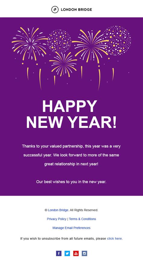 New Year Email Template For Wishing Your Customers And Thanking Them