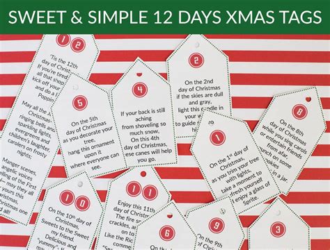 Sweet And Simple 12 Days Of Christmas Poem Tags Christmas T Etsy Uk