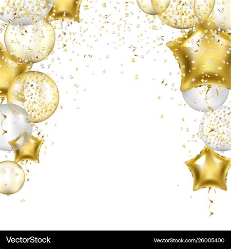 Birthday Border With Golden Star Balloons Vector Image