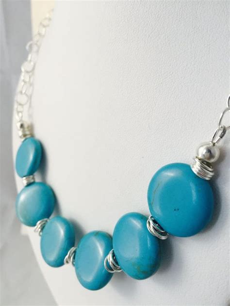 Chunky Turquoise Statement Necklace Turquoise And Silver Necklace