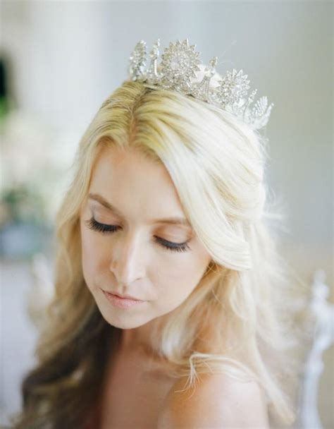 Full Bridal Crown Swarovski Crystal Wedding Crown Floral Silver