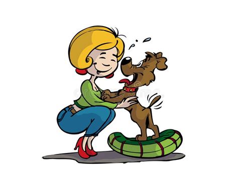 frau mit hund stock abbildung illustration von hund 12736554