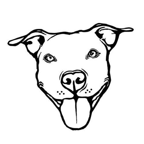 Pit Bull Cute Smiling Dog Outline Svg Etsy