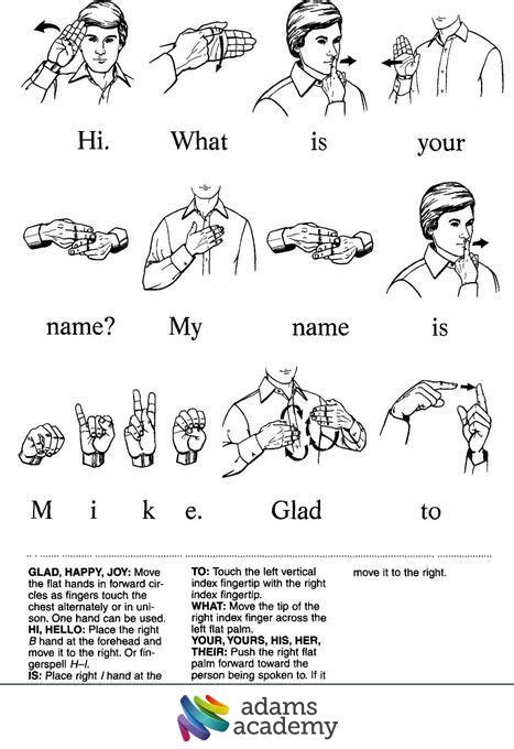 American Sign Language Online Adams Academy Sign Language Chart
