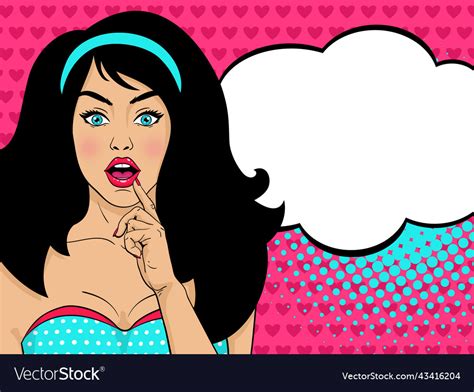 Wow Pop Art Female Face Sexy Surprised Girl Vector Image