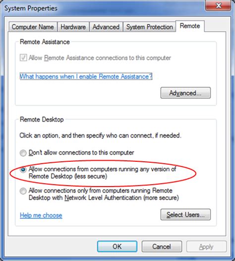 Enabling Remote Desktop Connection Windows 7
