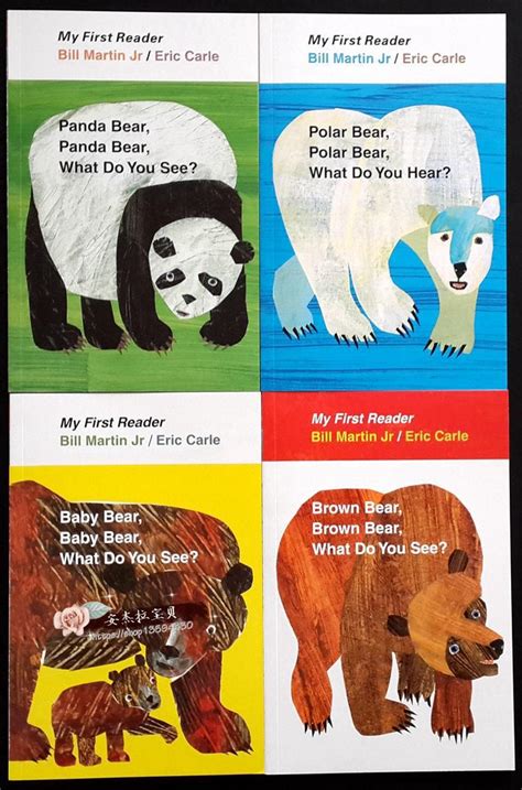 4pcs English Book For Children My First Reader Mini Library Brown Bear