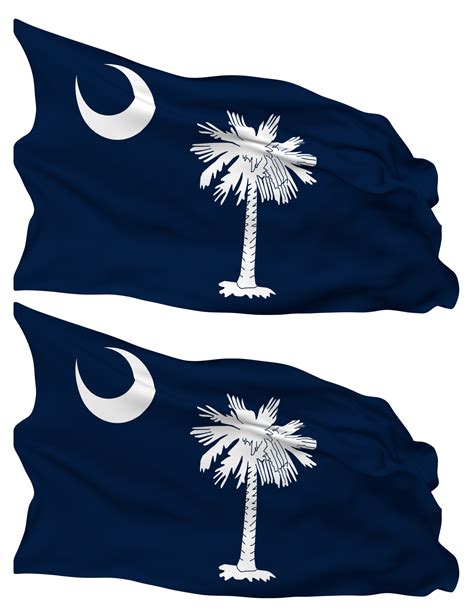 Free State Of South Carolina Flag Waves Isolated In Plain And Bump