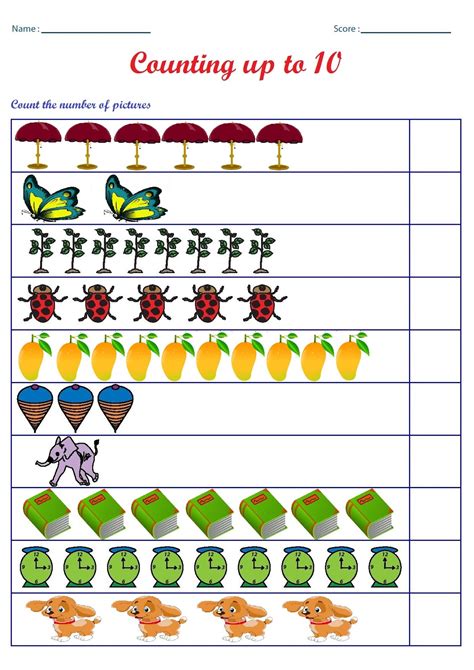 Counting Practice Worksheet With Pictures