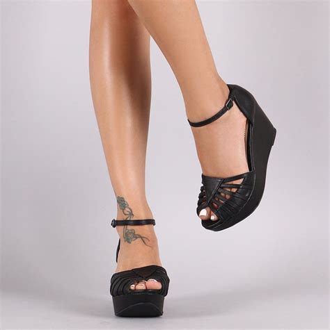 Strappy Peep Toe Wedges Peep Toe Wedges Peep Toe Platform Wedge Heels