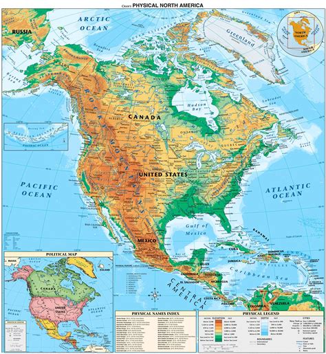 North America Physical Map Full Size Ex