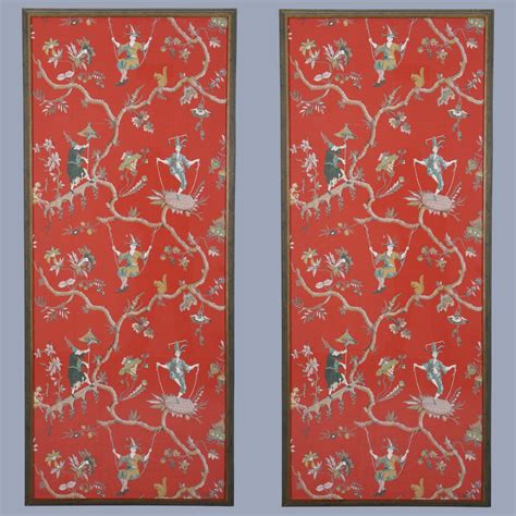 Pair Of French Chinoiserie Wallpaper Panels Circa 1910