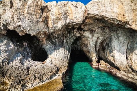 Sea Caves In The Park Cape Greco Stock Image Image Of Stone Hole