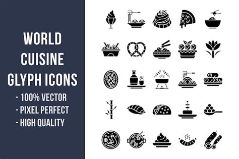 Premium Vector World Cuisine Glyph Icons