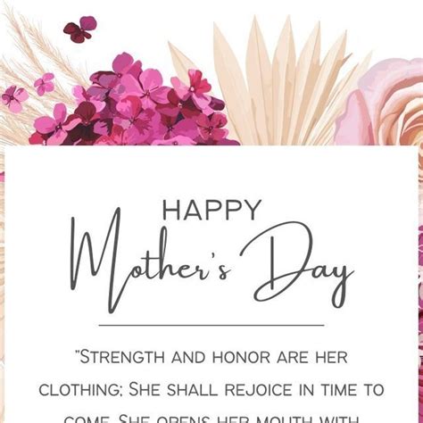 A Mothers Day Card With Pink Flowers