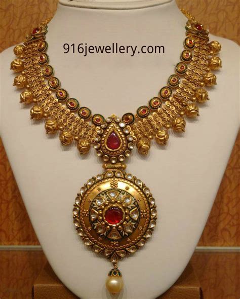 Antique Necklace And Haram Designs Sudhakar Gold Works