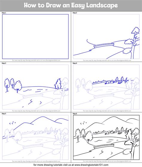 How To Draw An Easy Landscape Printable Step By Step Drawing Sheet