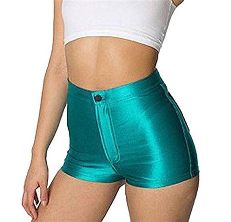 Ruewey Women High Waist Shiny Disco Style Shortshot Pants Disco Pants Outfit Hot Pants