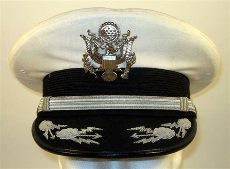 Usaf Us Air Force Male Field Officer White Mess Dress Hat Cap Bullion 7