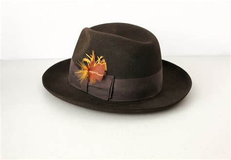 Vintage Royal Stetson De Luxe Mens Hat Brown Felt Fedora With Feather