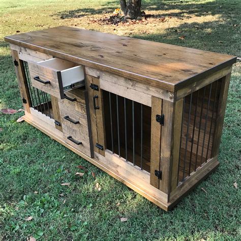 Custom Double Dog Kennel Furniture Double Dog Crate Furniture Etsy