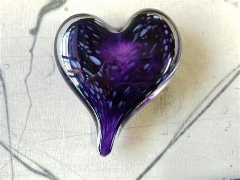 Purple On Purple Glass Heart Solid Heart Shaped 3