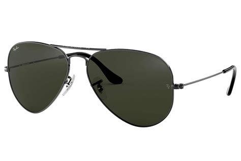 Ray Ban Aviator Classic Sunglasses With Gunmetal Frame And Green