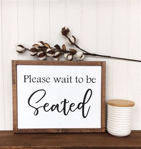 Please Wait To Be Seated Sign Funny Bathroom Signs Wood Sign Etsy