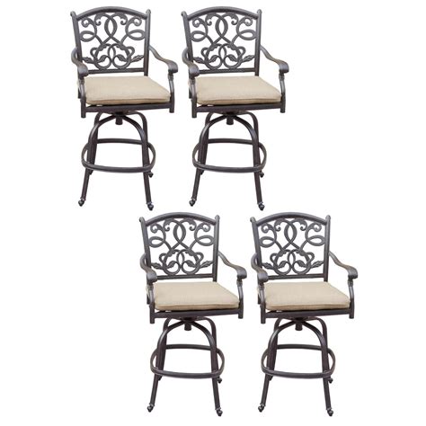 Darlee Santa Monica 4 Piece Cast Aluminum Patio Counter Height Swivel