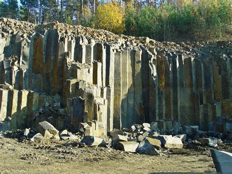 Majestic Creation Of Nature Basalt Pillars Of The Rivne Region