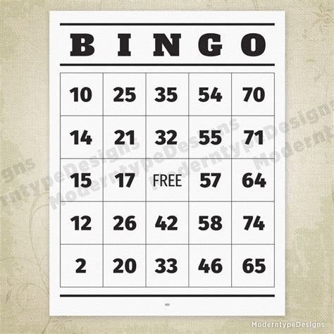 Numbered Bingo Cards Printable 100 Pages 1 75 Random Etsy