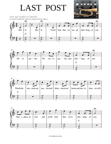 Last Post With Basic Open Chords And Lyrics By A Pearton Piano