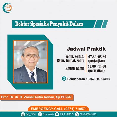 Sekilas profil rs hermina solo rumah sakit hermina solo merupakan salah satu rumah sakit swasta pengembangan atau anggota ke 20 dari hermina hospital group (hhg) yang sudah tersebar di berbagai daerah yang memiliki unggulan layanan ibu dan anak. RSIS Yarsis - DOKTER SPESIALIS PENYAKIT DALAM Prof. Dr ...