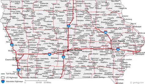 Iowa Map With Cities And Towns Detailed Map