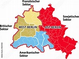 Geteiltes Berlin, Sektoren in Berlin nach 1945 Stock-Vektorgrafik ...