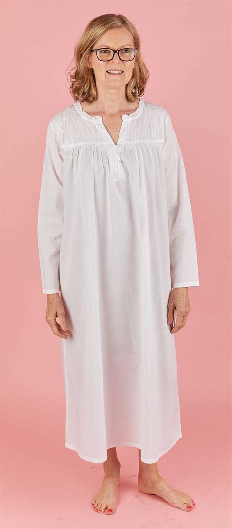 French Country Nightie Fcq394 Pure White Cotton French Country Sleepwear