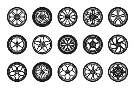 Premium Vector Wheels Icon Collection Silhouettes Of Car Tires And