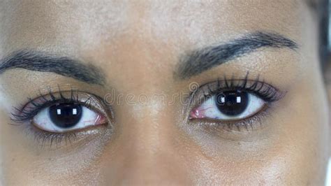Blinking Eyes Of Black Woman Stock Image Image Of Indoor Blinking
