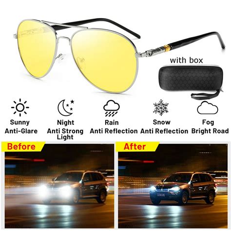hd optic anti glare vision night driving glasses uv400 sunglasses polarized yellow tinted lens