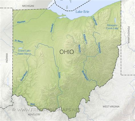 Physical Map Of Ohio