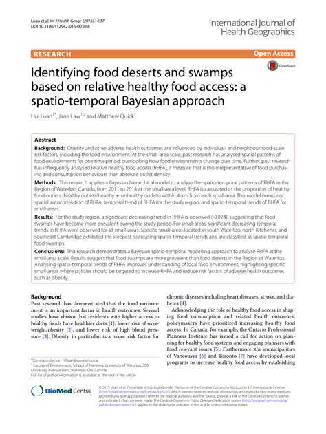 Pdf Identifying Food Deserts And Swamps Based On Relative Healthy
