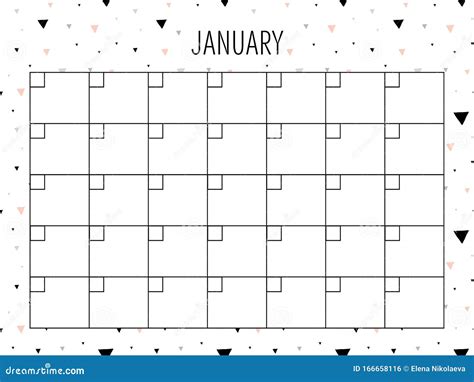 January Universal Monthly Planner Template Stock Vector Illustration